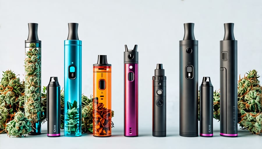 Variety of vaping devices used for THCa flower consumption.