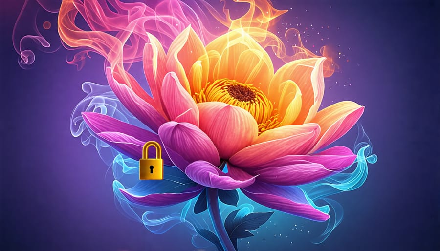 Conceptual depiction of a THCa flower enveloped in vaping vapors, illustrating a healthier alternative to smoking with unlocked health benefits.